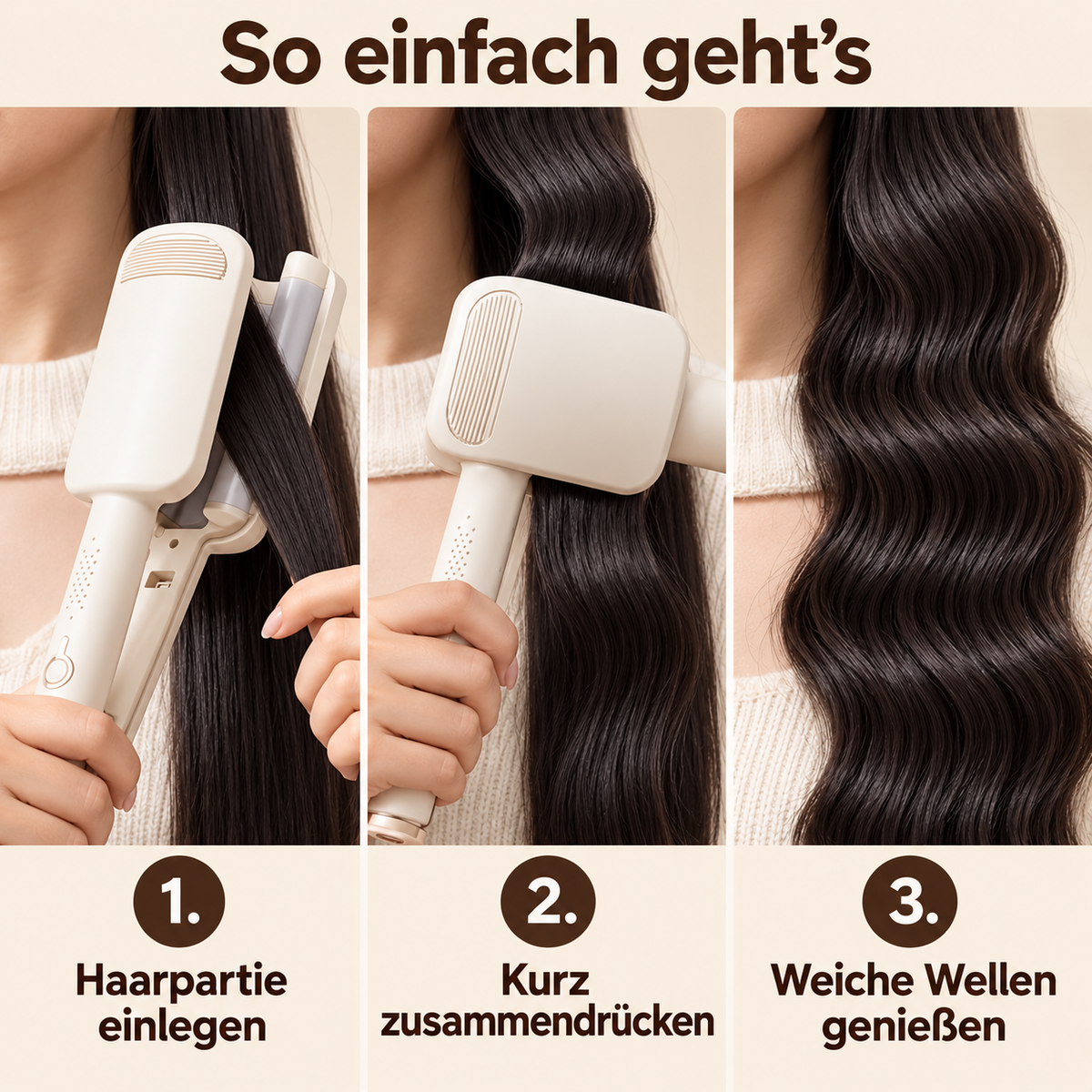 ✨🌊 32-mm-Welleneisen – weiche Wellen, voller Glamour, 4 Temperaturstufen & Ionen-Technologie 💇♀️