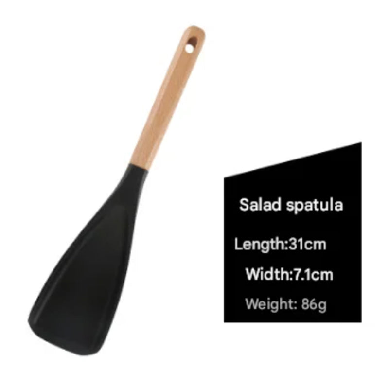 🔥NEUER VERKAUFSSCHLAGER❤️🔥 Silikon-Salatspatel mit Holzgriff