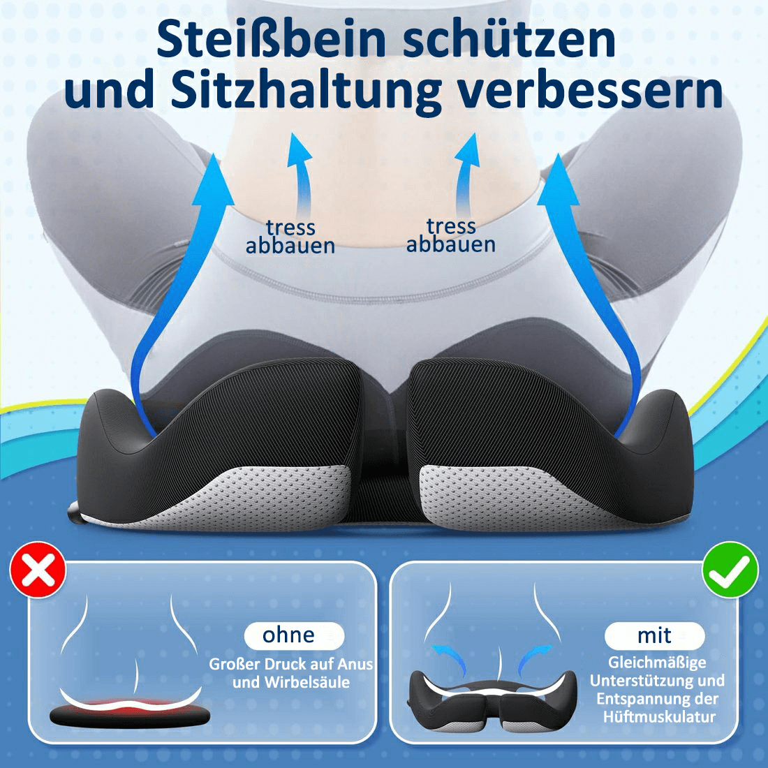 🎁LETZTER TAG 40% RABATT🔥Ergonomisches Sitzkissen aus Memory-Schaumstoff