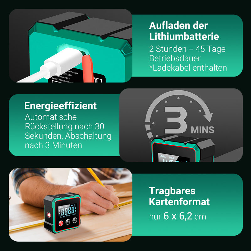 🎁 Mehr kaufen, mehr sparen – Magnetischer digitaler Winkelmesser mit Laser, präzise & robust 📐💡