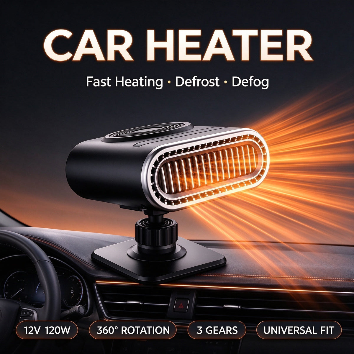 🚗2-in-1 tragbare Autoheizung & Scheibenenteiser🚗 – Mit 360°-Drehung & 3 Stufen – Ideal zum schnellen Enteisen, Entfeuchten und Beheizen des Fahrgastraums ⚡