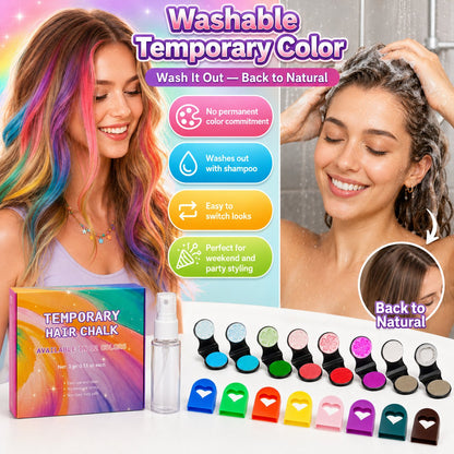 🔥Letzter Tag – 50 % Rabatt🌈 12-Farben-Set mit Applikatoren für temporäre Haarfarben in Kreideform