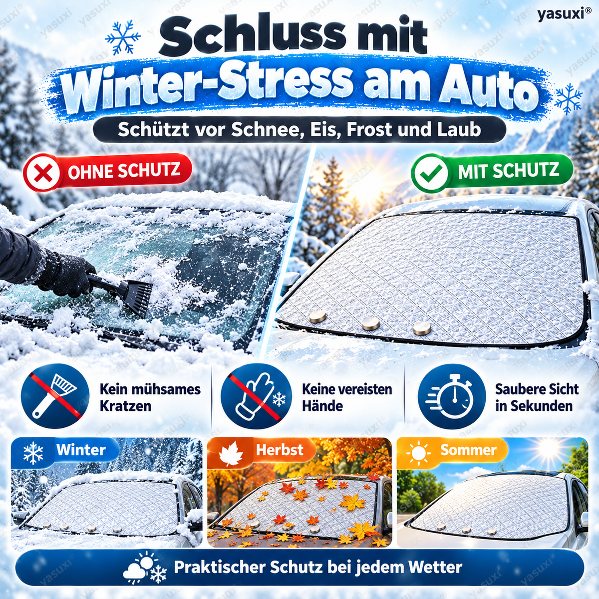 ⚡ Magnetischer Schneeschutz für Ihr Auto – schnell, werkzeuglos und winterfest ❄️🚗