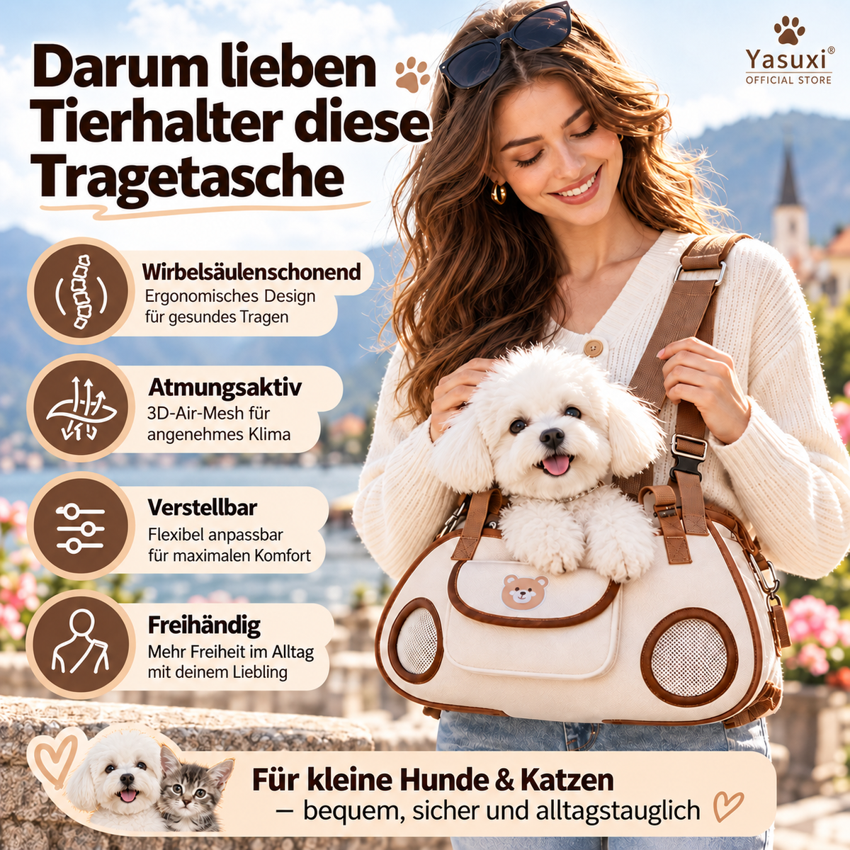 🐶 50 % RABATT 🐾 3-in-1 Haustier-Tragetasche – Atmungsaktiv, ergonomisch & bequem für kleine Hunde und Katzen