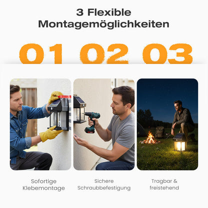 ⏳Zeitlich begrenztes Angebot⏳ Solar-Wandleuchte mit Bewegungsmelder – warmweißes Licht im Laternenstil, 3 Modi, Schwarz oder Weiß