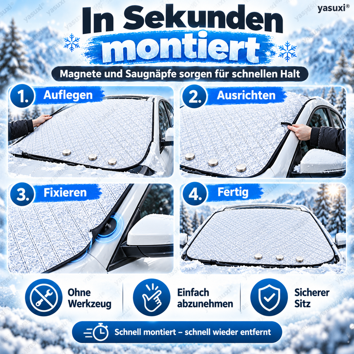 ⚡ Magnetischer Schneeschutz für Ihr Auto – schnell, werkzeuglos und winterfest ❄️🚗