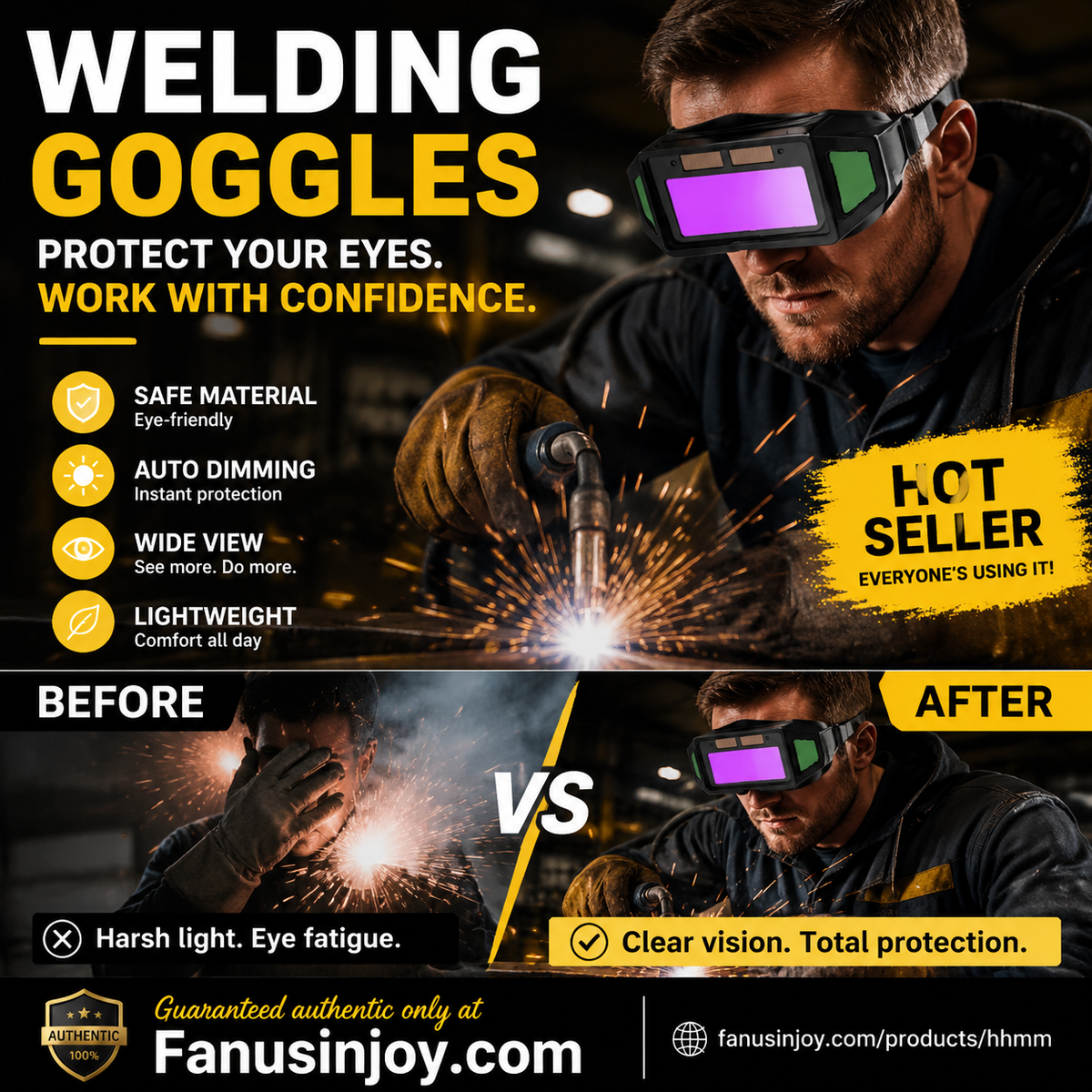 🔥50 % Rabatt🔥🛡️ Automatik-Schweißbrille für Heimwerker, Schutzstufe DIN 9–13 – automatisch verdunkelnd, UV-/IR-Schutz nach EN 169, auch für Brillenträger geeignet