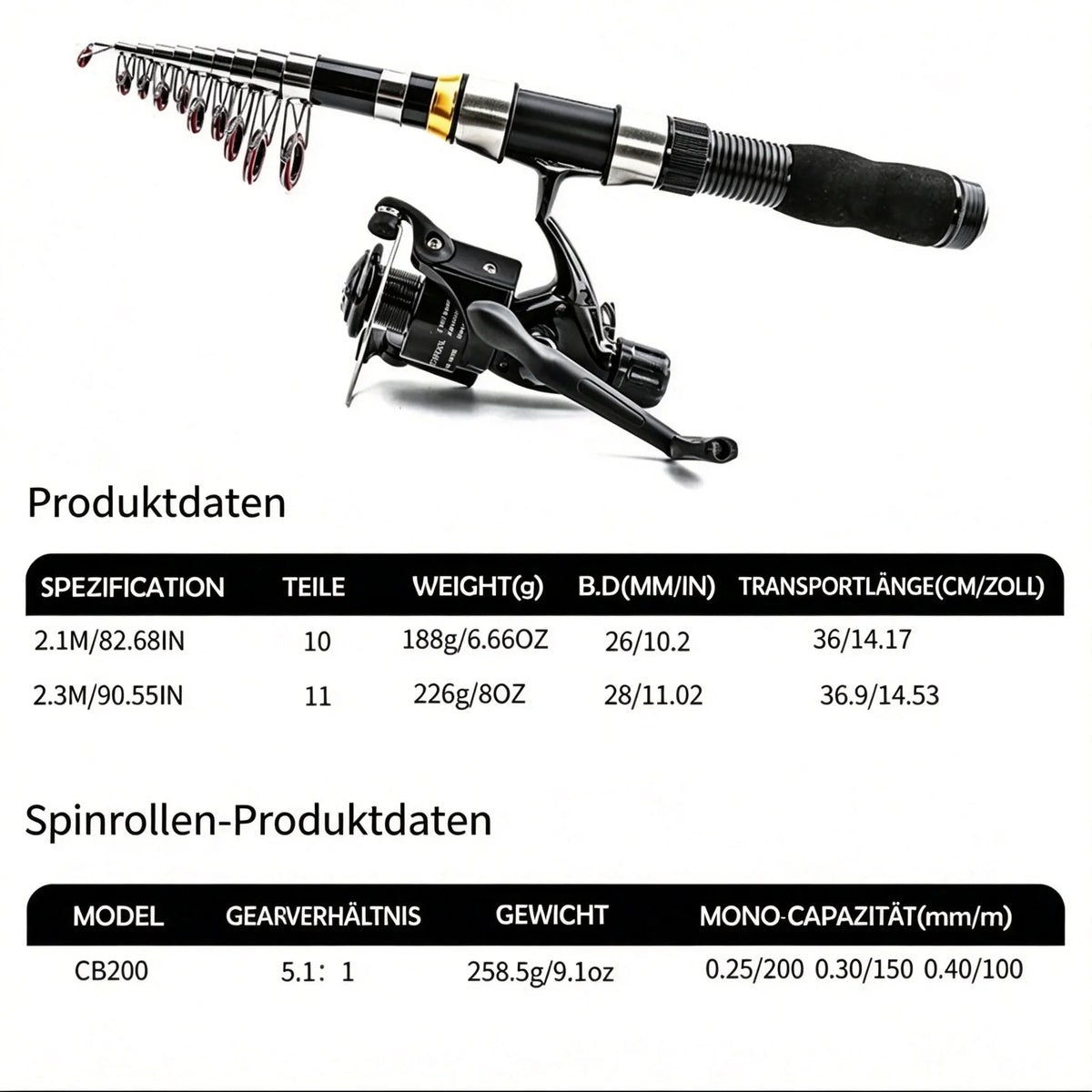 🚨⌛Nur heute: 50% Rabatt!🎣🎒Komplettes Reise-Angel-Set + Tragetasche – ideal für Angler unterwegs