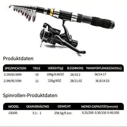 🚨⌛Nur heute: 50% Rabatt!🎣🎒Komplettes Reise-Angel-Set + Tragetasche – ideal für Angler unterwegs