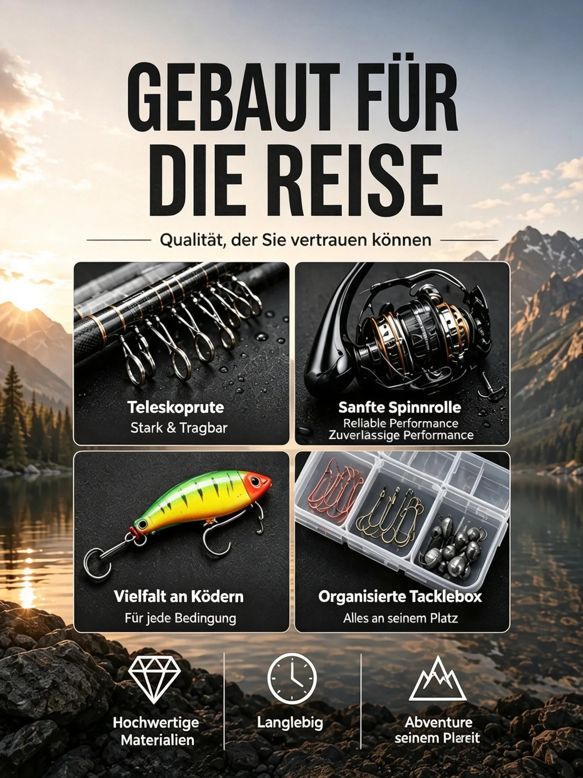 🚨⌛Nur heute: 50% Rabatt!🎣🎒Komplettes Reise-Angel-Set + Tragetasche – ideal für Angler unterwegs