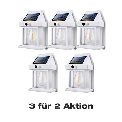 ⏳Zeitlich begrenztes Angebot⏳ Solar-Wandleuchte mit Bewegungsmelder – warmweißes Licht im Laternenstil, 3 Modi, Schwarz oder Weiß