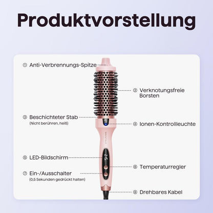 ✨ Premium-Wärmebürste – Maximales Volumen, Keramikbeschichtung & einstellbare Temperatur – Traumhafte Wellen in 10 Minuten 🔥