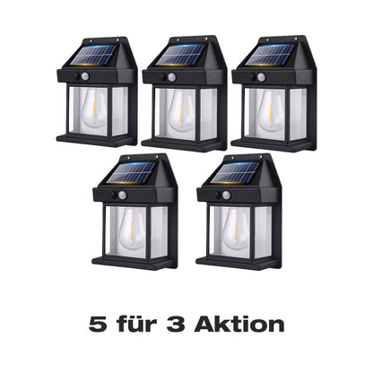 ⏳Zeitlich begrenztes Angebot⏳ Solar-Wandleuchte mit Bewegungsmelder – warmweißes Licht im Laternenstil, 3 Modi, Schwarz oder Weiß