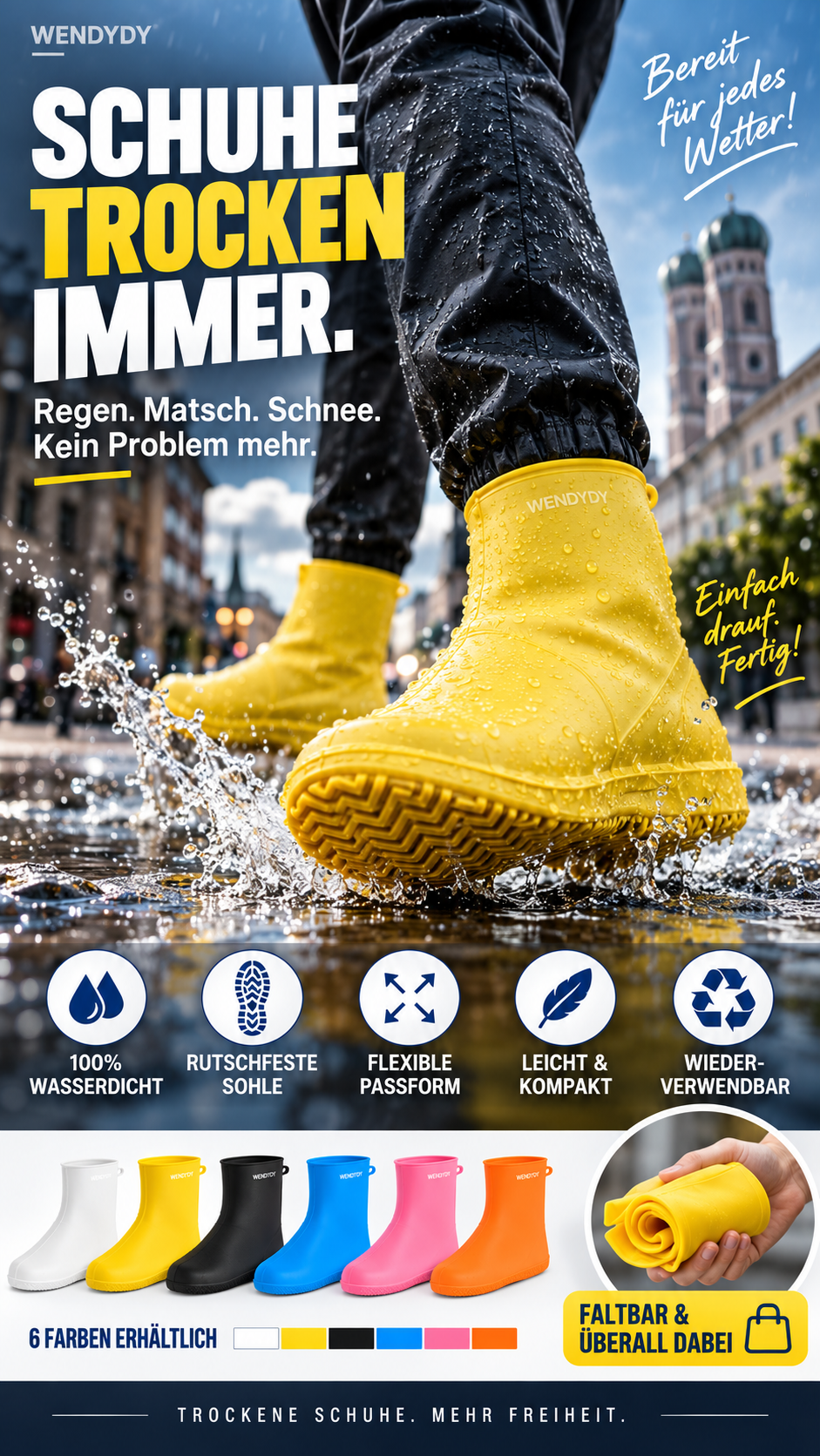 🌧️ Jetzt 50% sparen! Regen & Schmutz? Kein Problem! – Dicke, abriebfeste & wasserdichte Überschuhe – Gcom – schützen Schuhe zuverlässig & sind schnell angezogen ✨