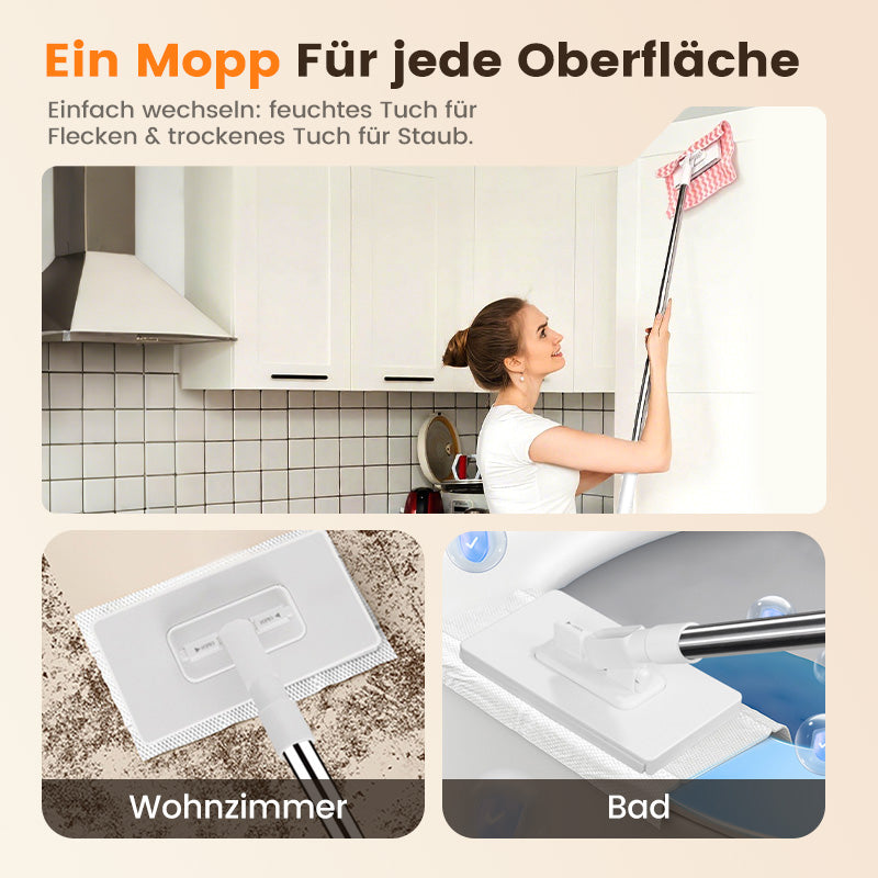 💥 LETZTER TAG! 50% RABATT 💥 Einweg-Staubmopp mit 4 wiederverwendbaren Bezügen 🧹✨