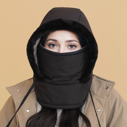 🔥🥰Verdickte Thermomütze mit Plüschfutter und Gesichtsmaske für Damen und Herren