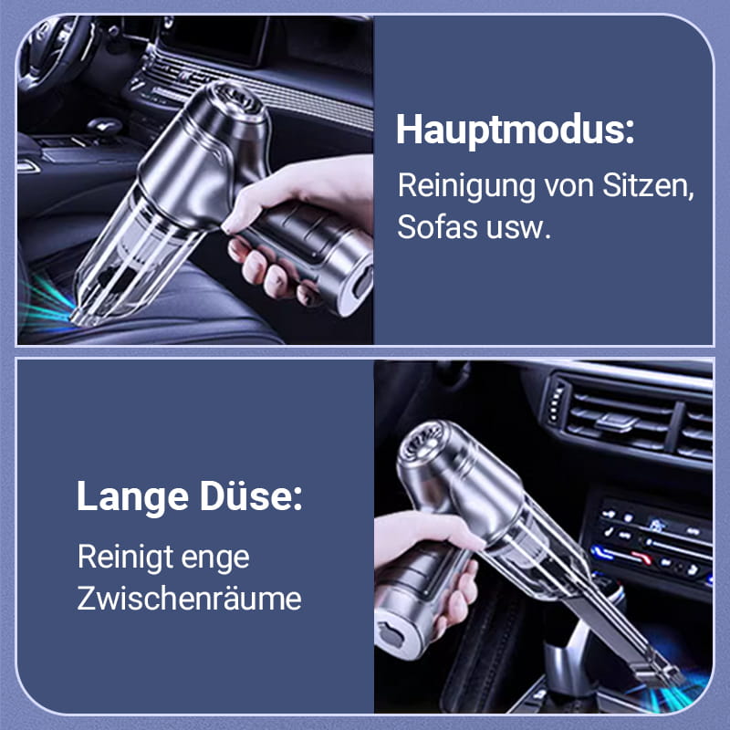 Kabelloser Auto-Staubsauger [2025] – 9000/12000PA Starkleistung, 60min Akku, HEPA-Filter, Ultra-Leicht (290g) für Auto & Sofa – Inkl. 3 Aufsätze