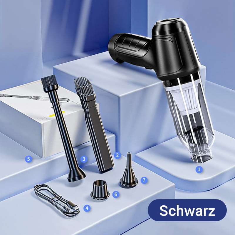 Kabelloser Auto-Staubsauger [2025] – 9000/12000PA Starkleistung, 60min Akku, HEPA-Filter, Ultra-Leicht (290g) für Auto & Sofa – Inkl. 3 Aufsätze