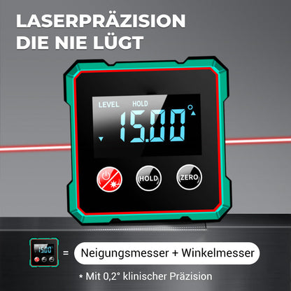 📏 2-in-1 Magnetischer Digital-Laser-Neigungsmesser | Starker Magnet + Präzise Laser – Ideal für Wandmontage/Holzarbeiten🔧