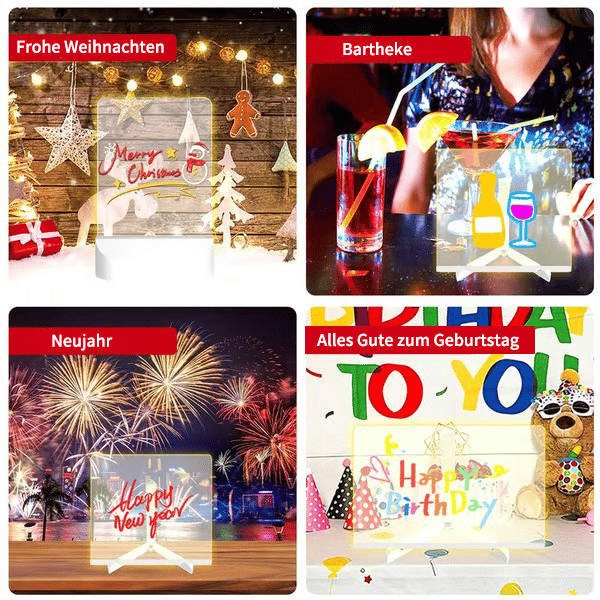 🎄50% Rabatt🎁Kreatives wiederbeschreibbares Acryl-LED-Nachrichtenschild
