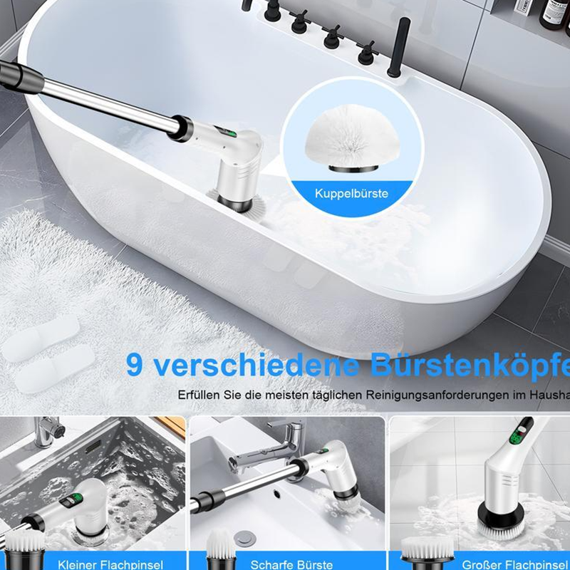 ✨ Kabelloser elektrischer Rotationsschrubber – Kraftreinigung, Multi-Aufsatz, wasserdicht 🧹