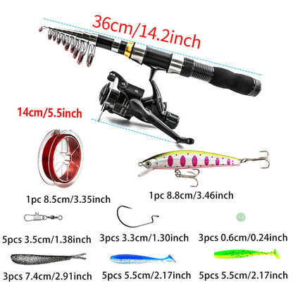🚨⌛Nur heute: 50% Rabatt!🎣🎒Komplettes Reise-Angel-Set + Tragetasche – ideal für Angler unterwegs