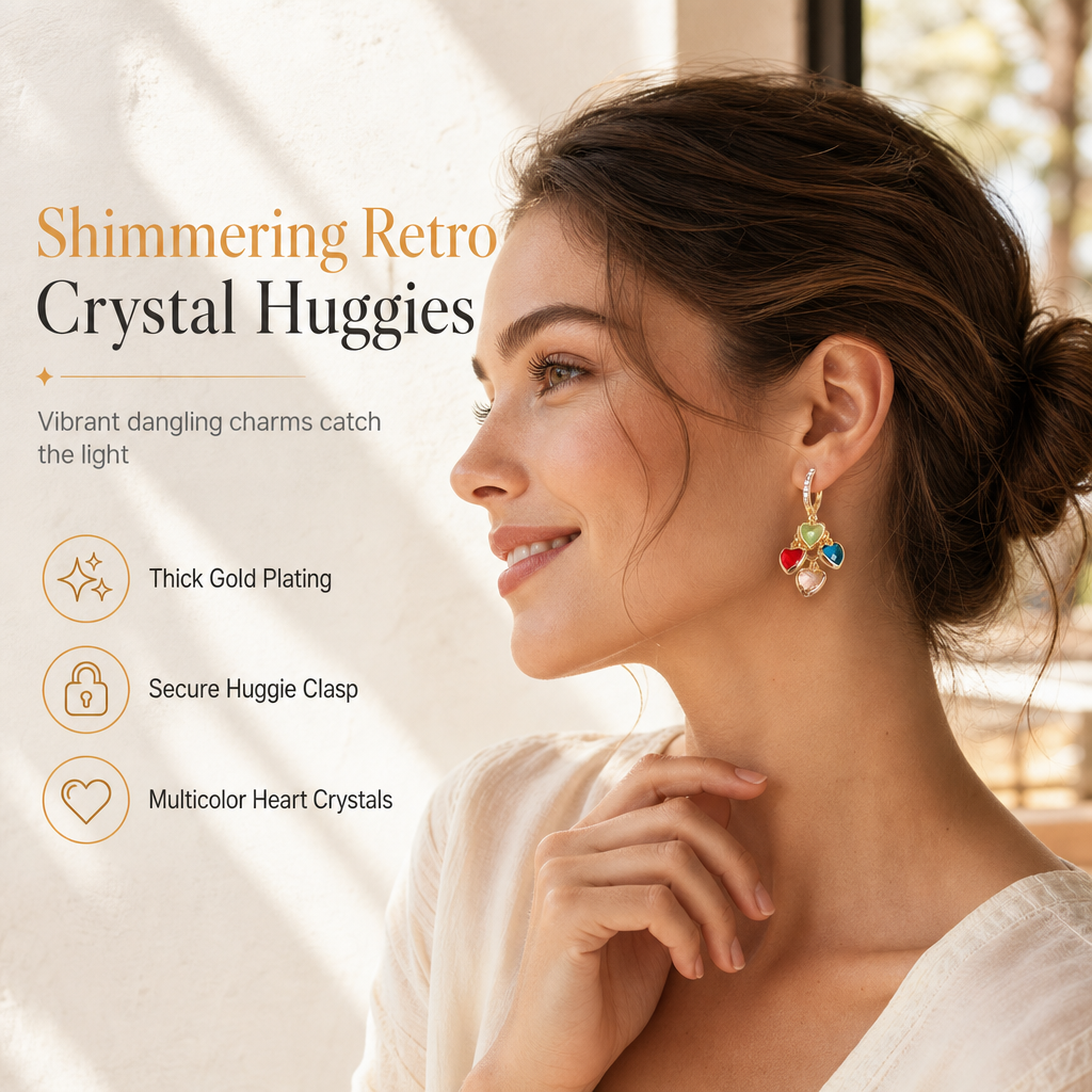 ⏳Zeitlich begrenztes Angebot⏳ ✨ Retro-Herzohrringe mit farbigen Kristalltropfen und Quasten