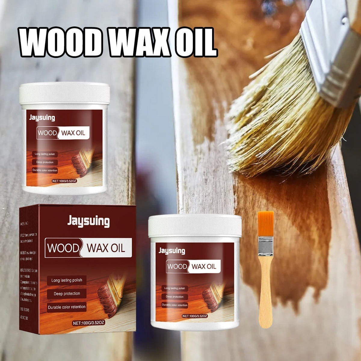 Limpiador y abrillantador de madera Scomeri de 99 g (3.5 oz) - Incluye cepillo de alta calidad