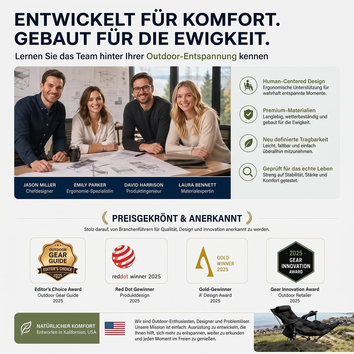 📢📢40% RABATT !!⏰Tragbarer, verstellbarer Klappstuhl für den Außenbereich — Leicht, Robust & Vielseitig 🪑🏕️