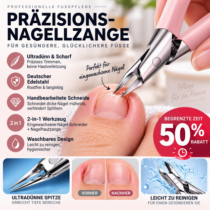 💅✨ JETZT: 50 % RABATT FÜR BEGRENZTE ZEIT – Extrem scharfe Nagelzange aus deutschem Stahl – Für eingewachsene Nägel – Doppel Funktion – Rostfrei – Waschbar – Professionelle Pediküre zu Hause 🦶🛡️