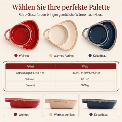 ⏳Zeitlich begrenztes Angebot⏳ Retro-Keramik-Auflaufform mit zwei Fächern und Griff – 20,5 × 17,5 × 5 cm, für Backen und Servieren