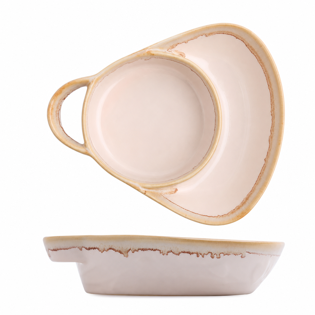 ⏳Zeitlich begrenztes Angebot⏳ Retro-Keramik-Auflaufform mit zwei Fächern und Griff – 20,5 × 17,5 × 5 cm, für Backen und Servieren