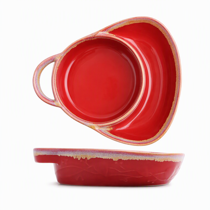 ⏳Zeitlich begrenztes Angebot⏳ Retro-Keramik-Auflaufform mit zwei Fächern und Griff – 20,5 × 17,5 × 5 cm, für Backen und Servieren