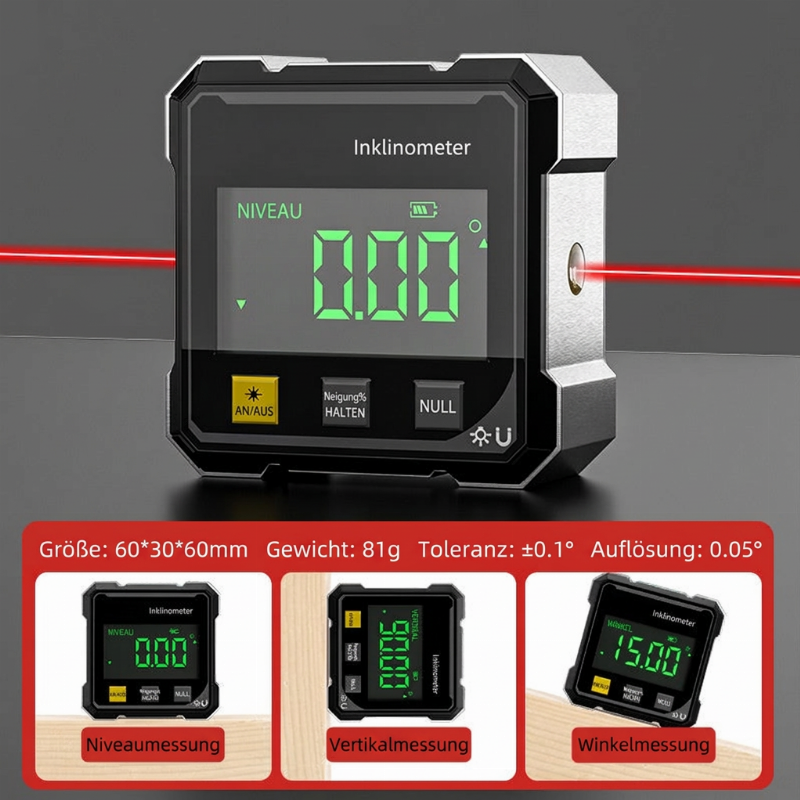 📢📢50% OFF !! ⏰ 4-seitige magnetische digitale Winkelmessgerät mit Laser
