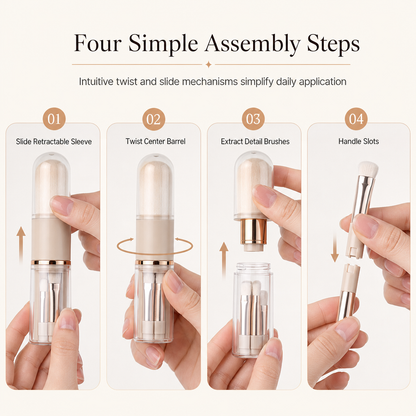 ⏳Zeitlich begrenztes Angebot⏳ 6-in-1-Reise-Make-up-Pinselset – einziehbare Kosmetik-Kapsel mit Puder-, Rouge- und Silikon-Lippenpinsel