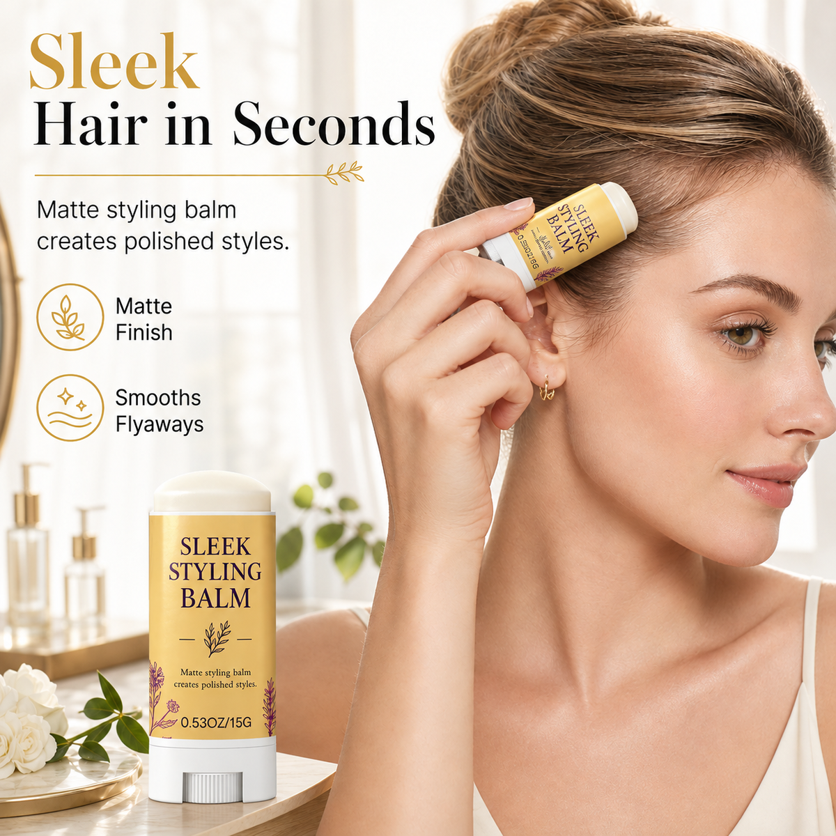 Frischer Styling-Stick gegen abstehende Haare und krauses Haar