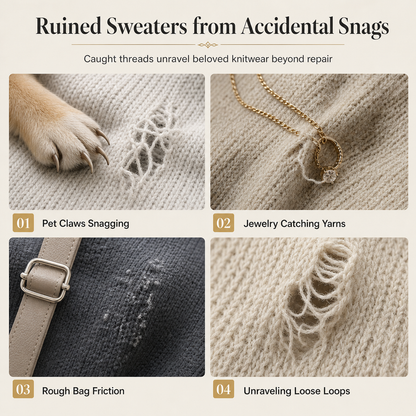 Reparieren Sie beschädigte Strickwaren im Handumdrehen! 25-teiliges Set gerändelter Reparaturnadeln