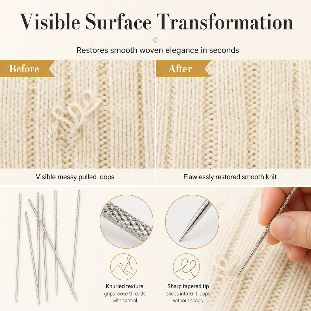 Reparieren Sie beschädigte Strickwaren im Handumdrehen! 25-teiliges Set gerändelter Reparaturnadeln