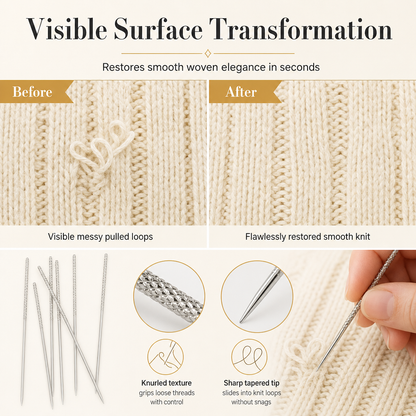 Reparieren Sie beschädigte Strickwaren im Handumdrehen! 25-teiliges Set gerändelter Reparaturnadeln